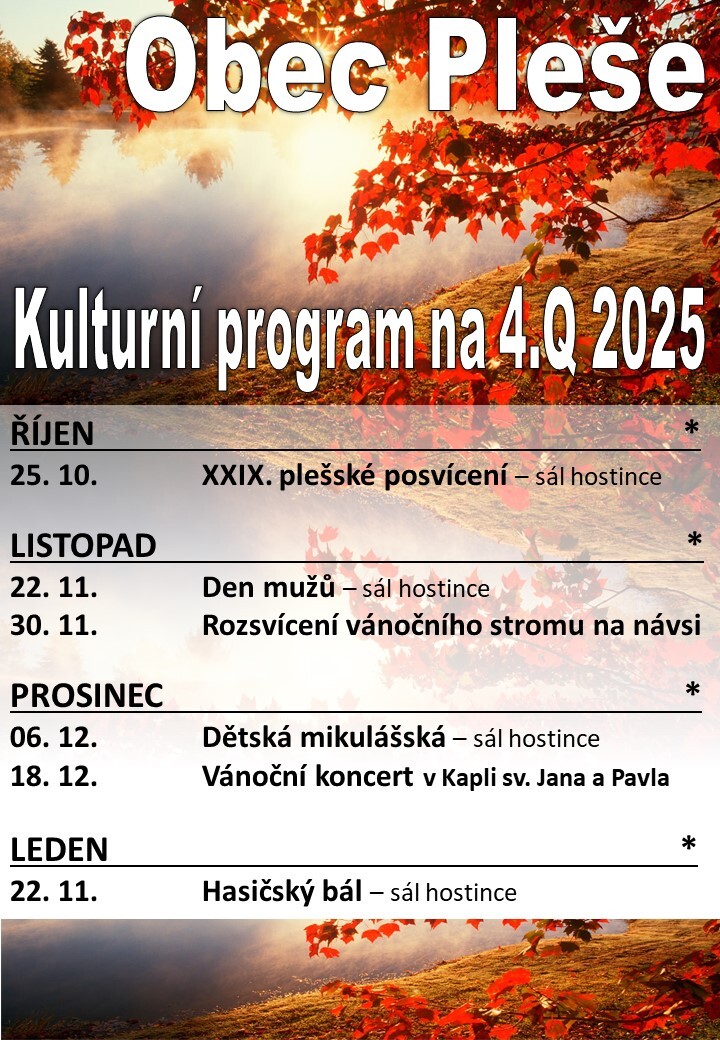 Kulturní program v obci na 4. čtvrtletí roku 2025 aneb co se u nás chystá...