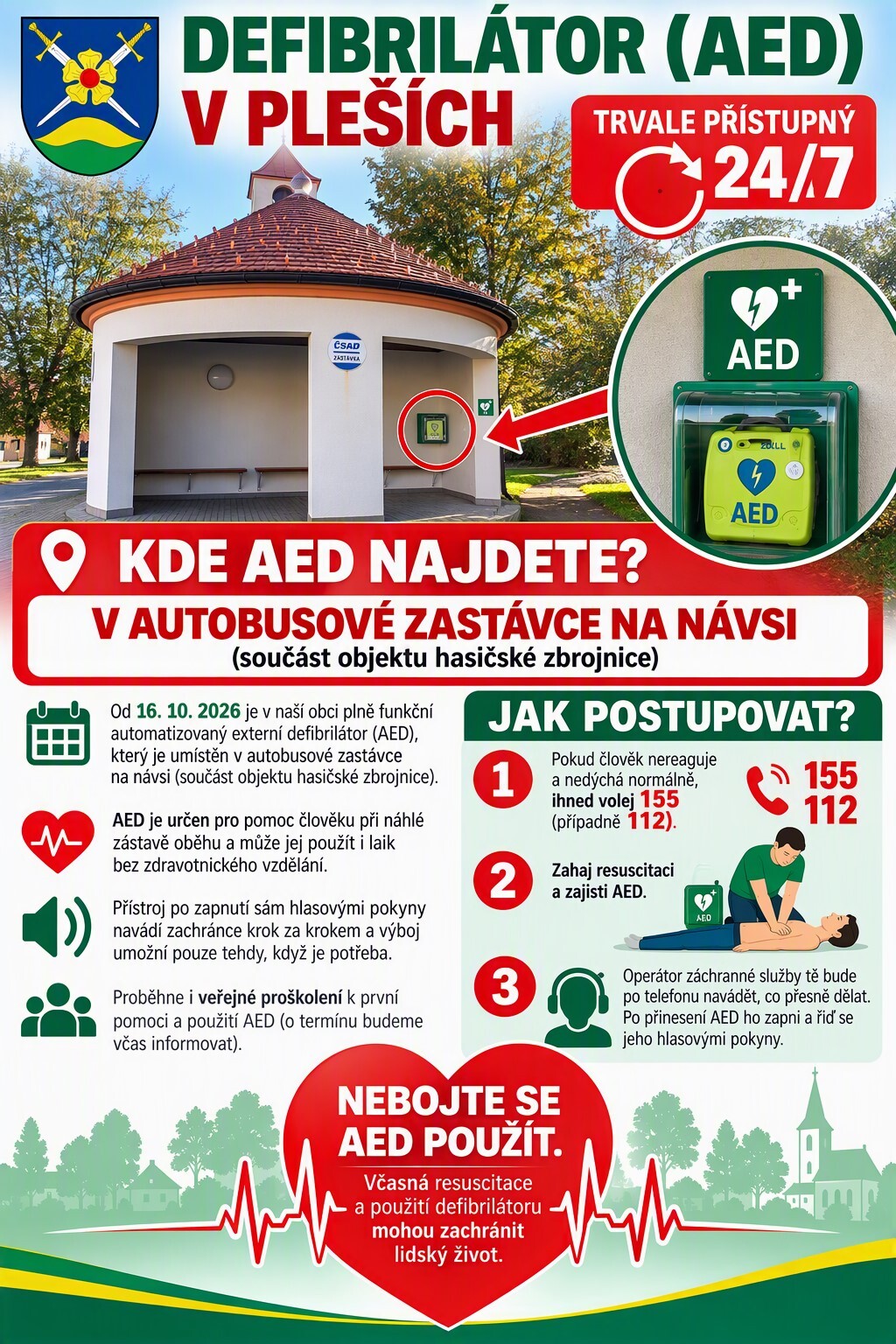 Defibrilátor (AED) k dispozici občanům