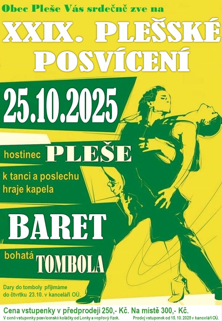 Pozvánka na již XXIX. tradiční plešské posvícení