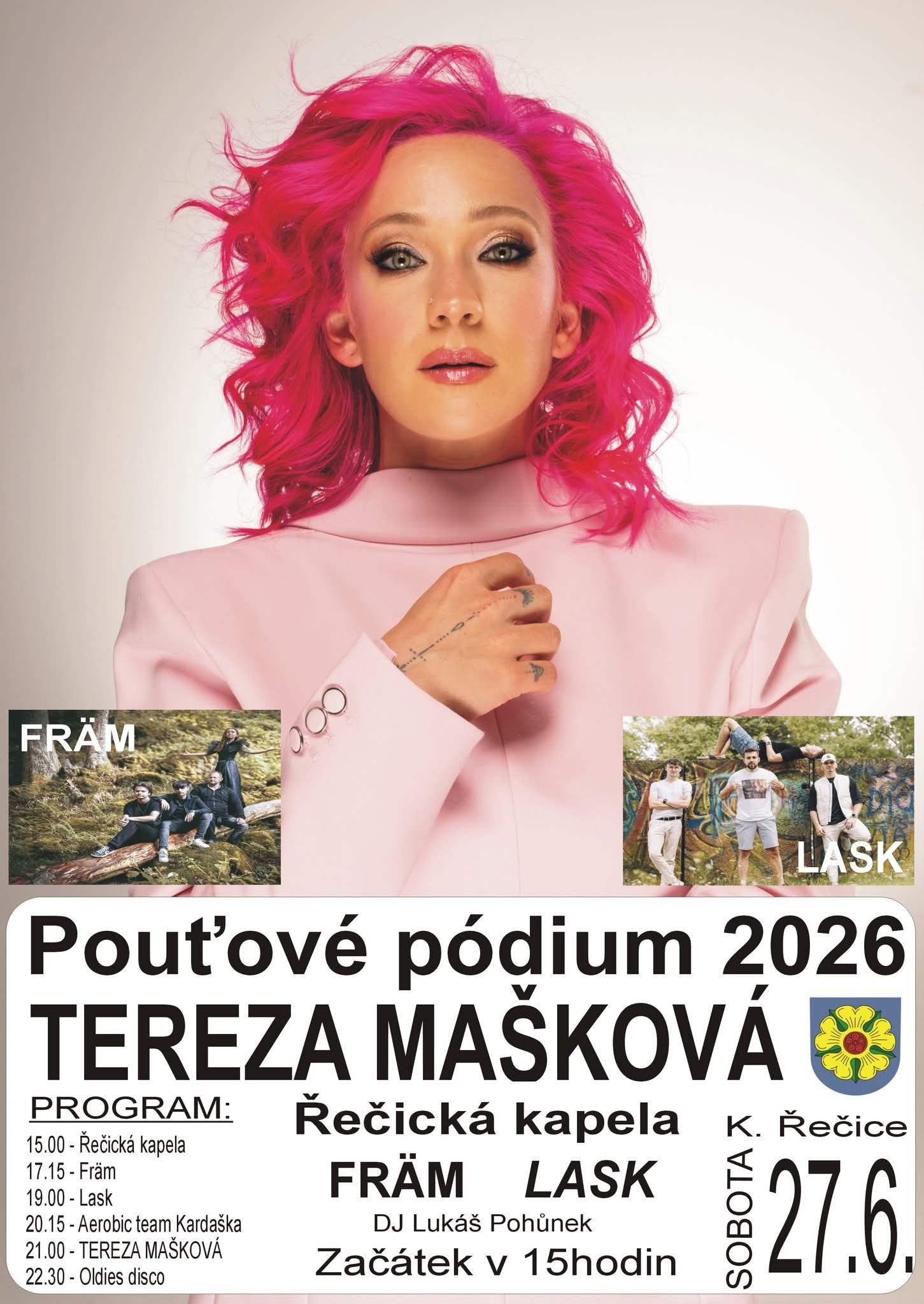 Pozvánka na pouťové podium do Kardašovi Řečice 27. 6. 2026