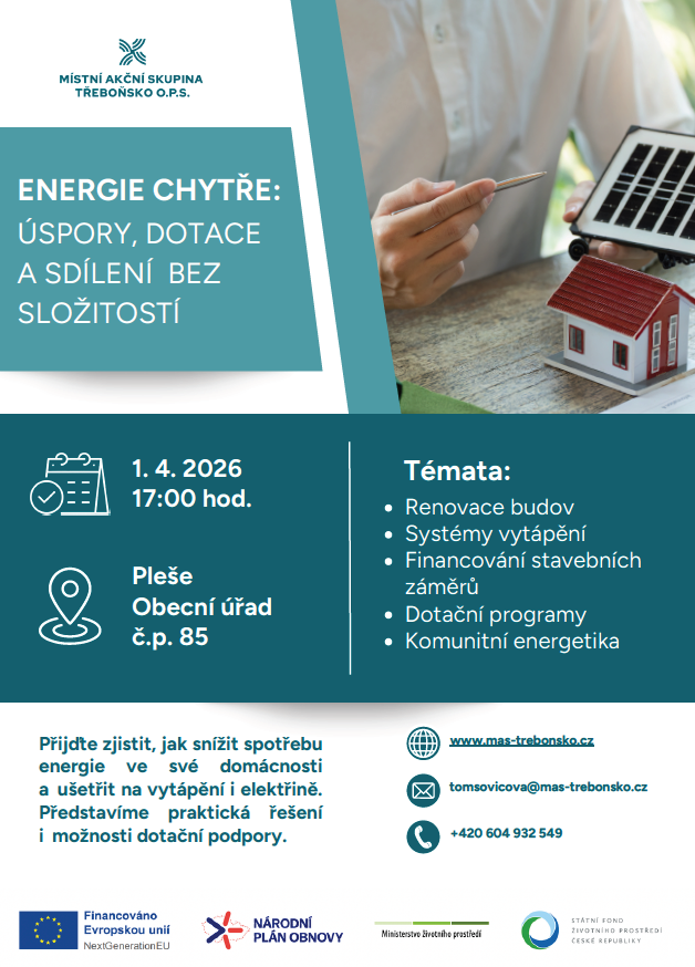 Pozvánka na seminář ENERGIE CHYTŘE od MAS Třeboňsko 