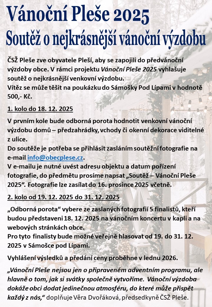 Vánoční Pleše 2025 - soutěž